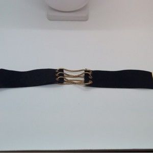 Suede and gold tone wide choker necklace